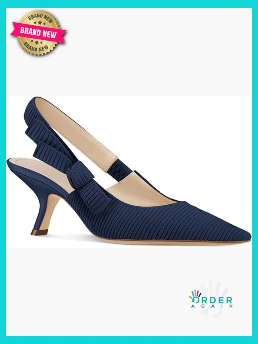 Womens Slingback Kitten Heels Pointed Toe Bowknot Knitted Slip On Work Pumps